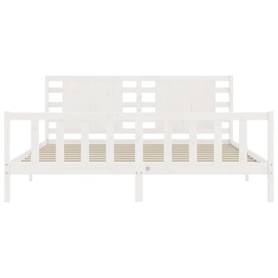 vidaXL Bedframe met hoofdbord massief hout wit 200x200 cm