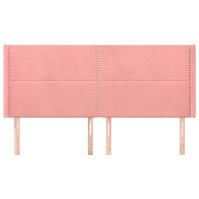 vidaXL Hoofdbord met randen 183x16x118/128 cm fluweel roze