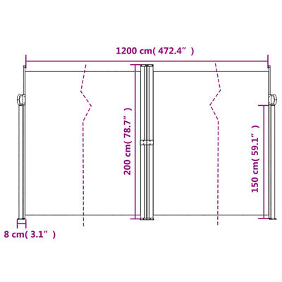 vidaXL Tuinscherm uittrekbaar 200x1200 cm zwart