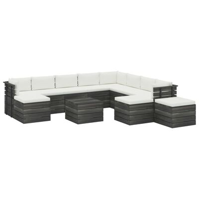 vidaXL 12-delige Loungeset met kussens pallet massief grenenhout