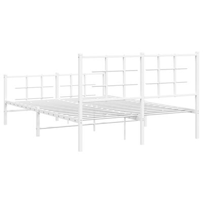 vidaXL Bedframe met hoofd- en voeteneinde metaal wit 140x190 cm