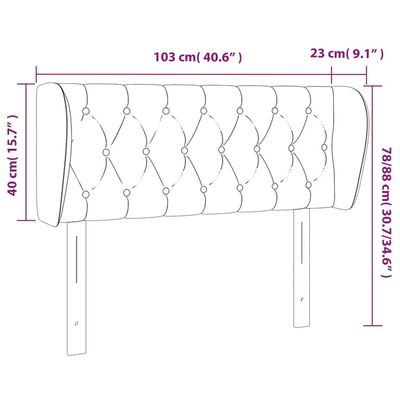 vidaXL Hoofdbord met randen 103x23x78/88 cm fluweel donkergrijs