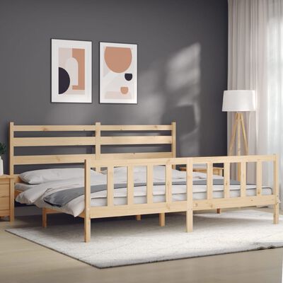 vidaXL Bedframe met hoofdbord massief hout 180x200 cm