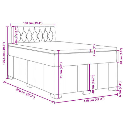 vidaXL Boxspring met matras stof taupe 120x200 cm