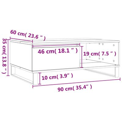 vidaXL Salontafel 90x60x35 cm bewerkt hout zwart