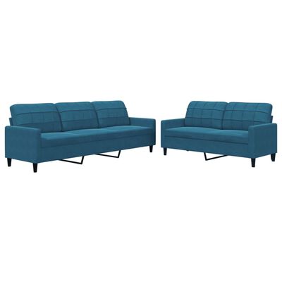 vidaXL 2-delige Loungeset met kussens fluweel blauw