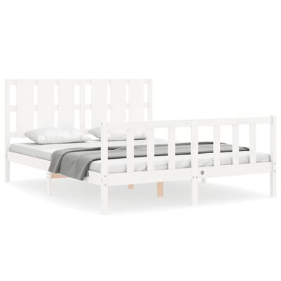 vidaXL Bedframe met hoofdbord massief hout wit