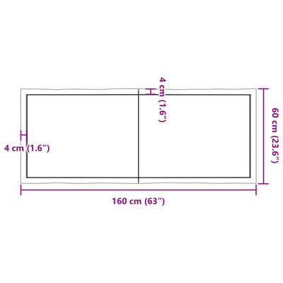 vidaXL Tafelblad natuurlijke rand 160x60x(2-6) cm eikenhout lichtbruin