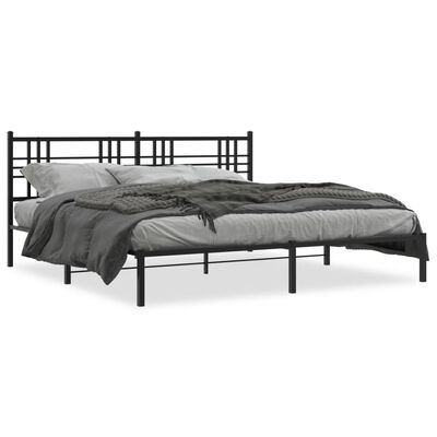 vidaXL Bedframe met hoofdbord metaal zwart 193x203 cm