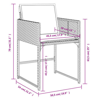 vidaXL 9-delige Tuinset poly rattan zwart