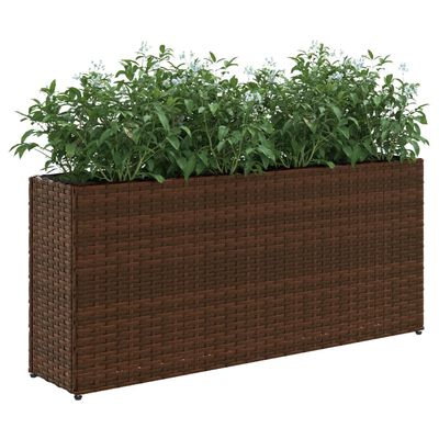 vidaXL Plantenbakken met 2 potten 2 st 90x20x40 cm poly rattan bruin