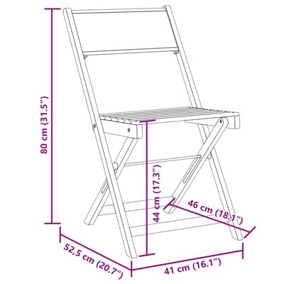 vidaXL Bistrostoelen 2 st massief acaciahout en stof beige