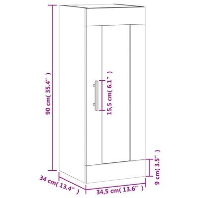 vidaXL Wandkast 34,5x34x90 cm bewerkt hout betongrijs