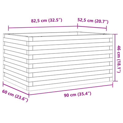 vidaXL Plantenbak 90x60x46 cm massief grenenhout wasbruin