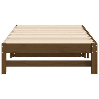 vidaXL Slaapbank uitschuifbaar grenenhout honingbruin 2x(75x190) cm