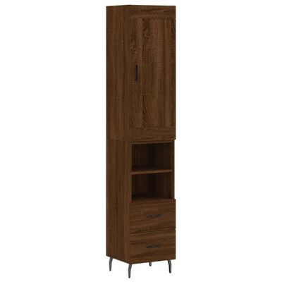 vidaXL Hoge kast 34,5x34x180 cm bewerkt hout bruin eikenkleur