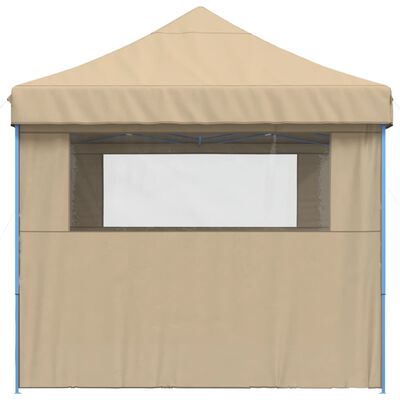 vidaXL Partytent inklapbaar pop-up met 3 zijwanden beige