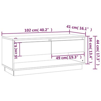 vidaXL Tv-meubel 102x41x44 cm bewerkt hout betongrijs