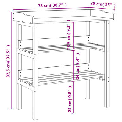 vidaXL Plantentafel met schappen 78x38x82,5 cm vurenhout grijs