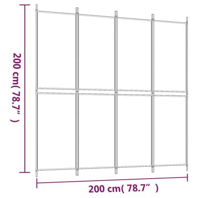 vidaXL Kamerscherm met 4 panelen 200x200 cm stof wit