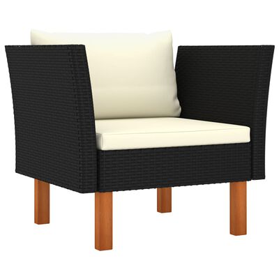 vidaXL 8-delige Loungeset poly rattan en eucalyptushout zwart