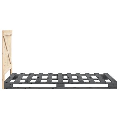 vidaXL Bedframe met hoofdbord massief grenenhout grijs 90x200 cm