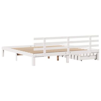 vidaXL Bedframe met lades massief grenenhout wit 180x200 cm