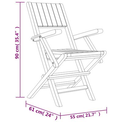 vidaXL Tuinstoelen inklapbaar 8 st 55x61x90 cm massief teakhout