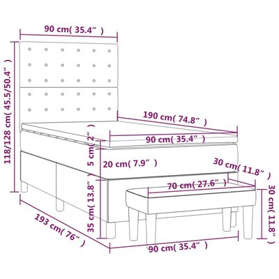 vidaXL Boxspring met matras fluweel roze 90x190 cm