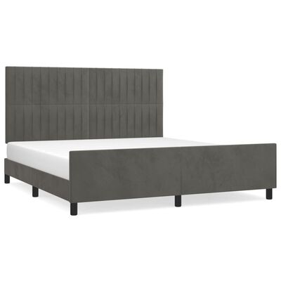 vidaXL Bedframe met hoofdeinde fluweel donkergrijs 160x200 cm