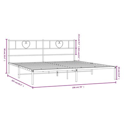 vidaXL Bedframe met hoofdbord metaal zwart 193x203 cm