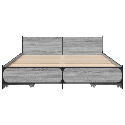 vidaXL Bedframe met lades bewerkt hout grijs sonoma eiken 160x200 cm