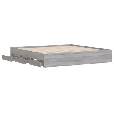 vidaXL Bedframe met lades bewerkt hout grijs sonoma eiken 200x200 cm