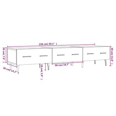 vidaXL Tv-meubel 150x36x30 cm bewerkt hout betongrijs