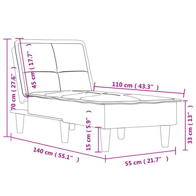 vidaXL Chaise longue stof zwart