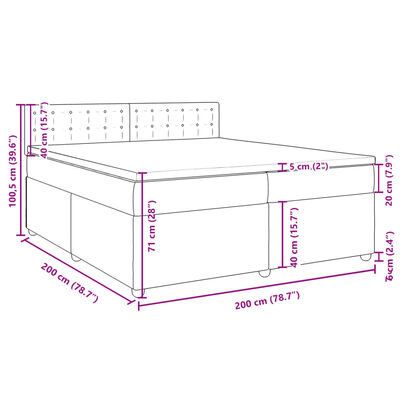 vidaXL Boxspring met matras stof lichtgrijs 200x200 cm