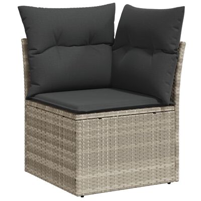 vidaXL 6-delige Loungeset met kussens poly rattan lichtgrijs