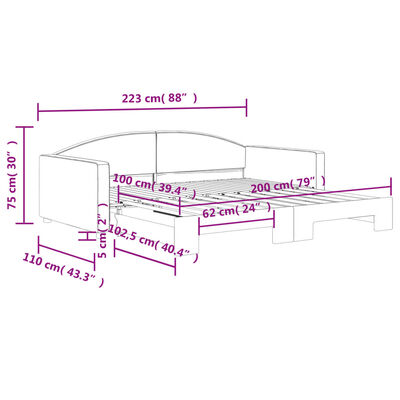 vidaXL Slaapbank met onderschuifbed 100x200 cm stof zwart