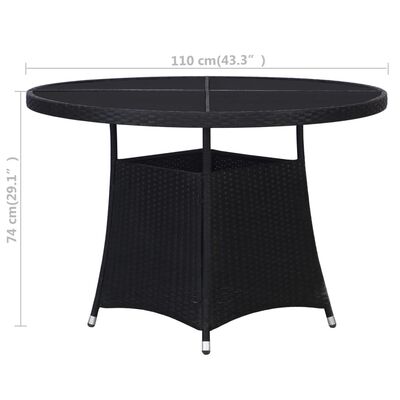 vidaXL Tuintafel Ø110x74 cm poly rattan zwart