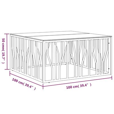 vidaXL Salontafel 100x100x50 cm roestvrij staal en glas