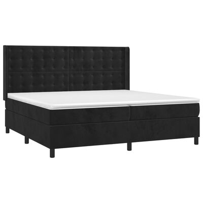 vidaXL Boxspring met matras en LED fluweel zwart 200x200 cm