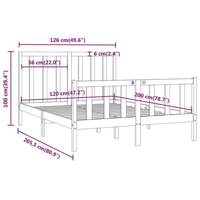 vidaXL Bedframe massief hout wit 120x200 cm