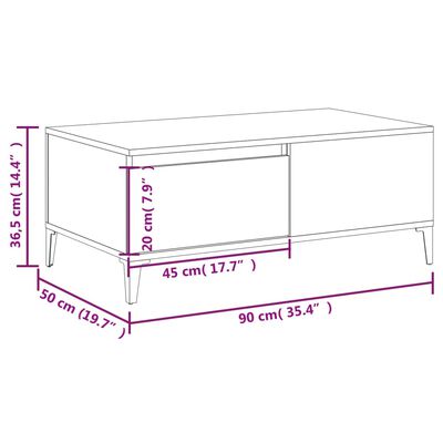 vidaXL Salontafel 90x50x36,5 cm bewerkt hout sonoma eikenkleurig