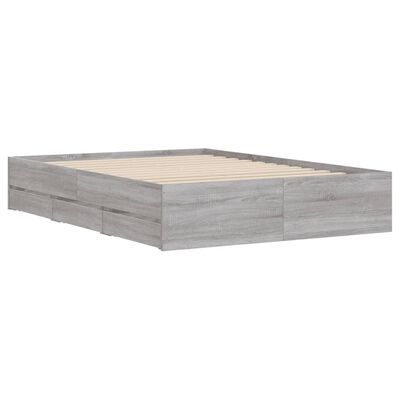 vidaXL Bedframe met lades bewerkt hout grijs sonoma eiken 135x190 cm