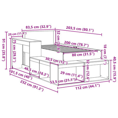 vidaXL Bedframe zonder matras massief grenenhout wit 80x200 cm