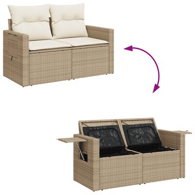 vidaXL 12-delige Loungeset met kussens poly rattan beige