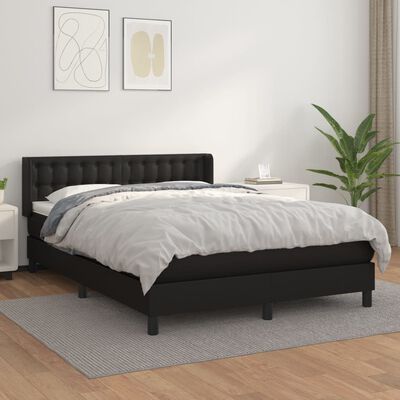 vidaXL Boxspring met matras kunstleer zwart 140x200 cm