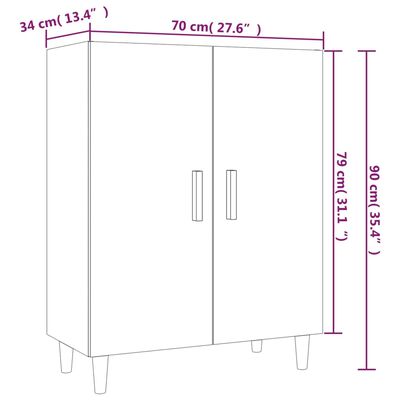 vidaXL Dressoir 70x34x90 cm bewerkt hout hoogglans wit