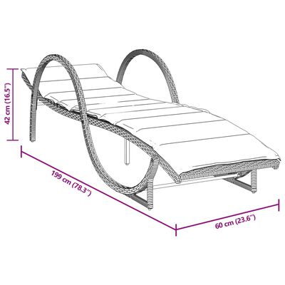 vidaXL Ligbed met kussen 60x199x42 cm poly rattan bruin