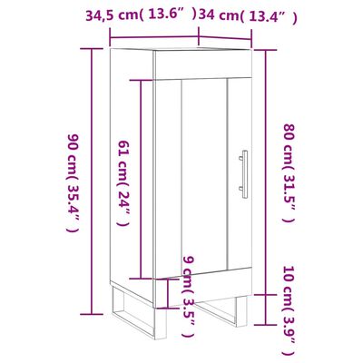 vidaXL Dressoir 34,5x34x90 cm bewerkt hout betongrijs